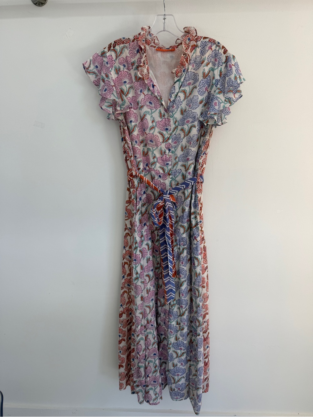 Oliphant Ruffle Collar Button Maxi- Lucia- Multi - Picture 2 of 4